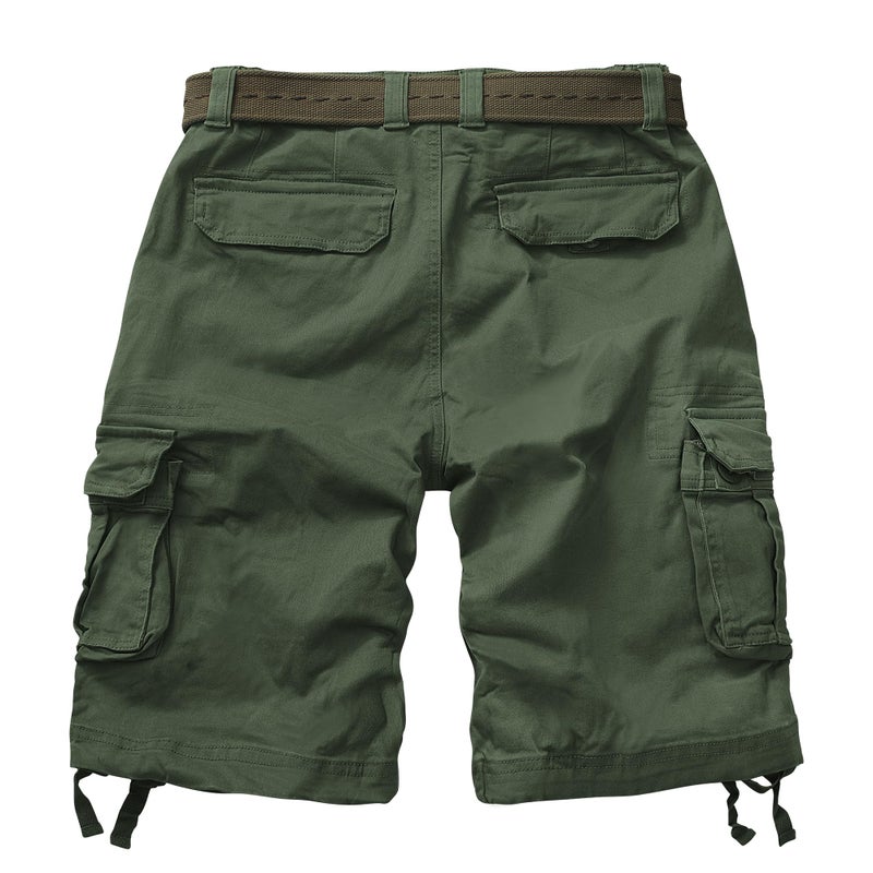 AKARMY Men's Camo Cargo Shorts Outdoor Multi-Pocket Cotton Casual Shorts with No Belt 8062# Army Green 36 - Image 2